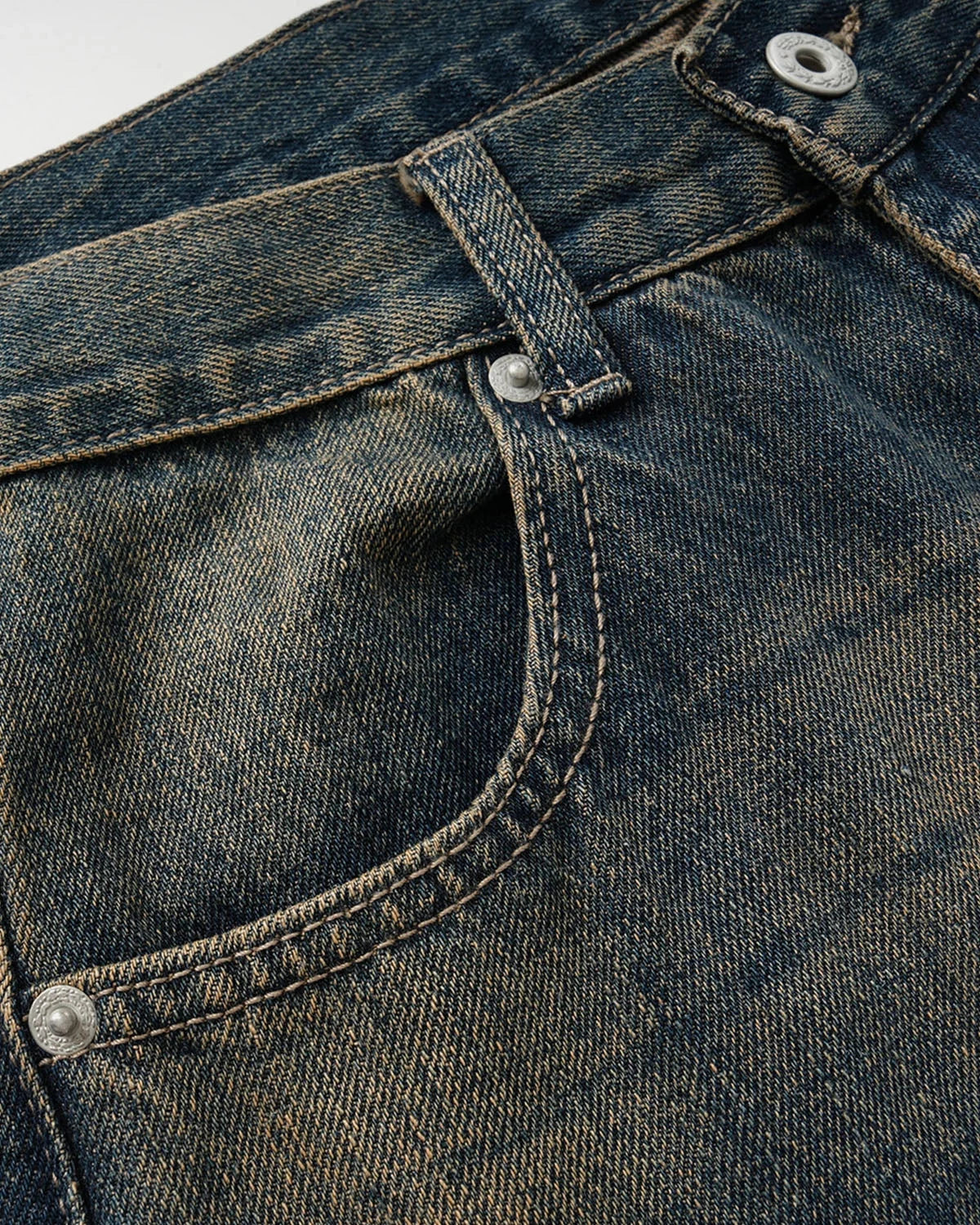Omygoods Dirty Wash Graphic Wide Leg Jeans