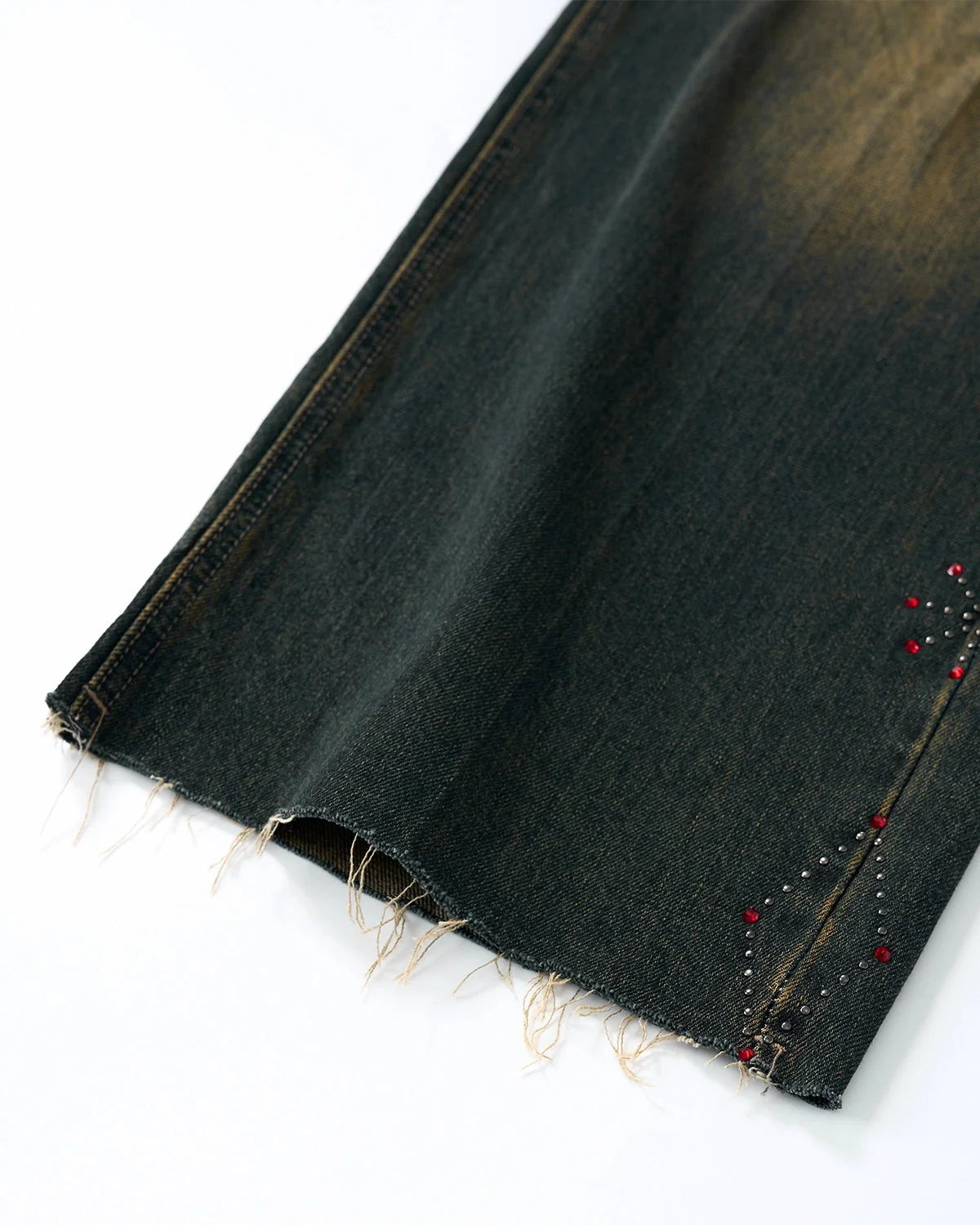Omygoods Dirty Wash Rhinestone Baggy Jeans