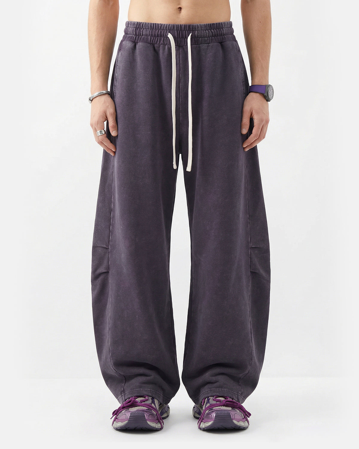 Omygoods Distressed Acid Washed Barrel Sweatpant