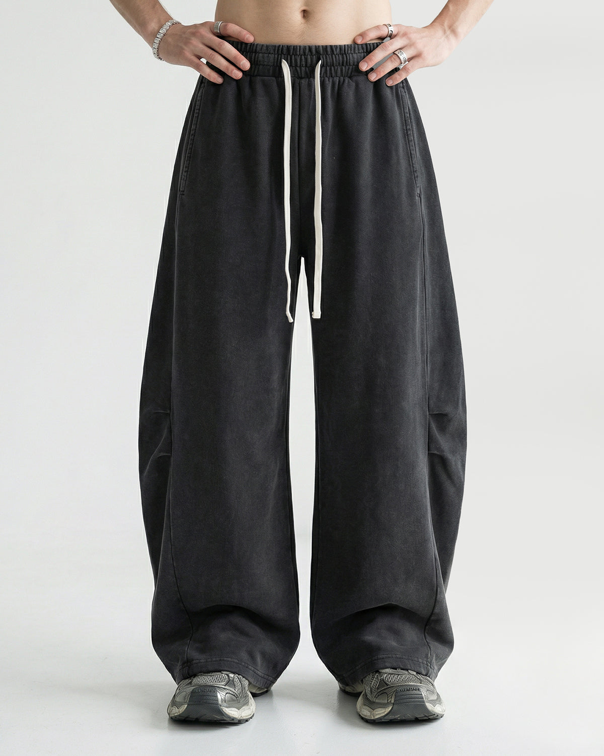 Omygoods Distressed Acid Washed Barrel Sweatpant