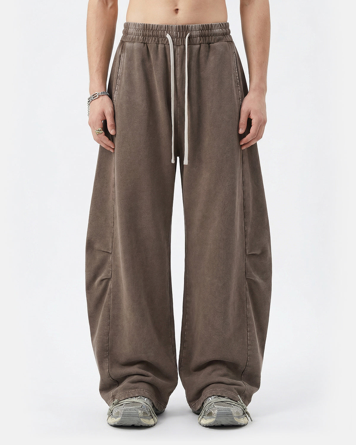Omygoods Distressed Acid Washed Barrel Sweatpant