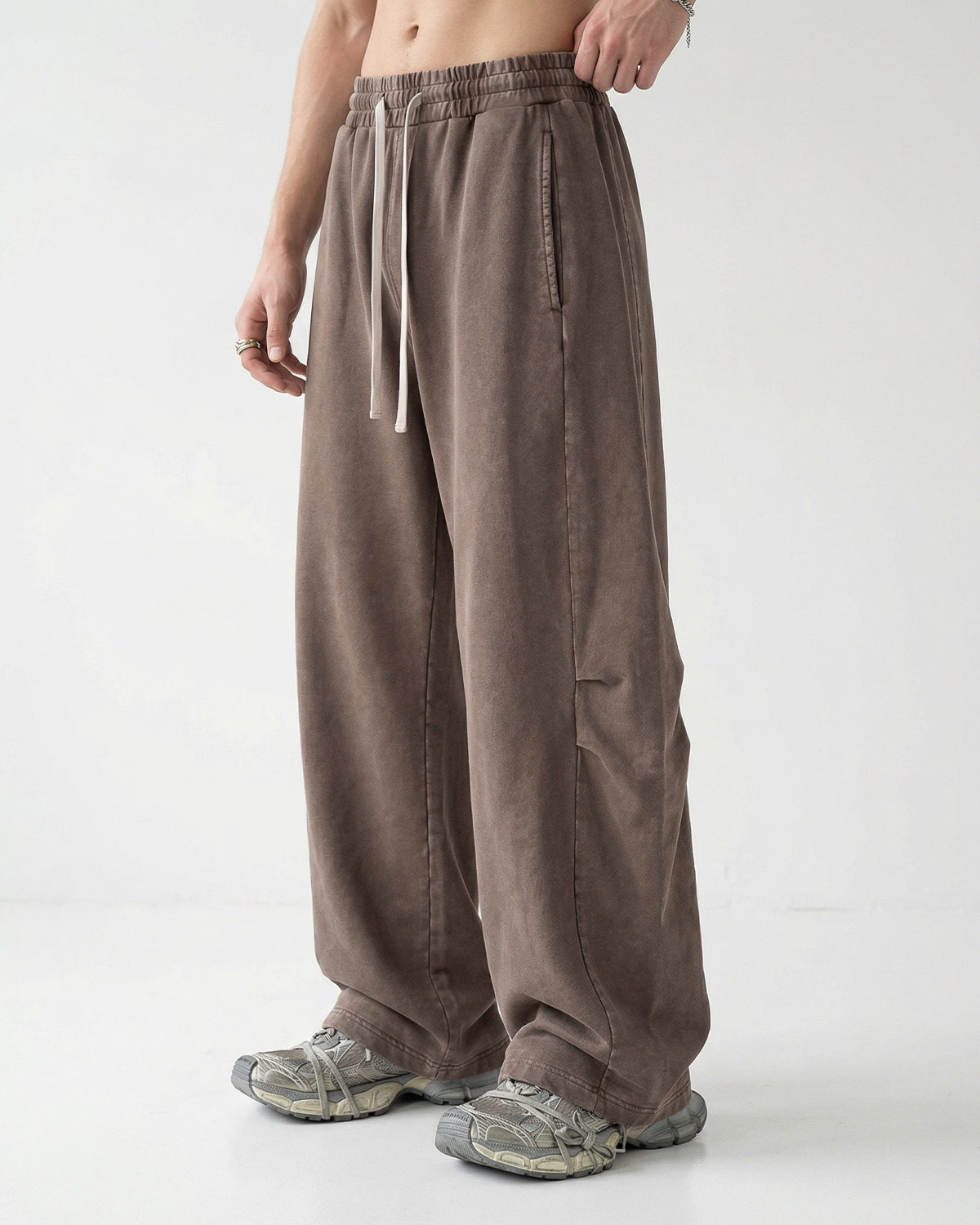 Omygoods Distressed Acid Washed Barrel Sweatpant