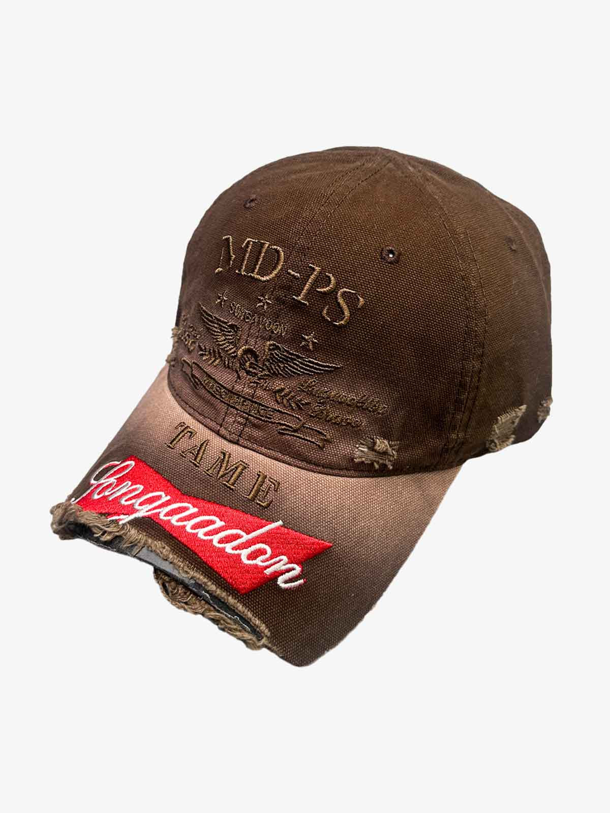 Omygoods Distressed Baseball Cap With Frayed Brim