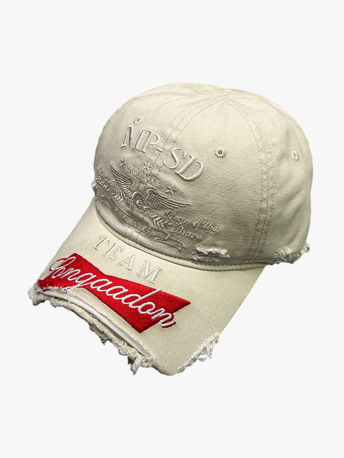 Omygoods Distressed Baseball Cap With Frayed Brim