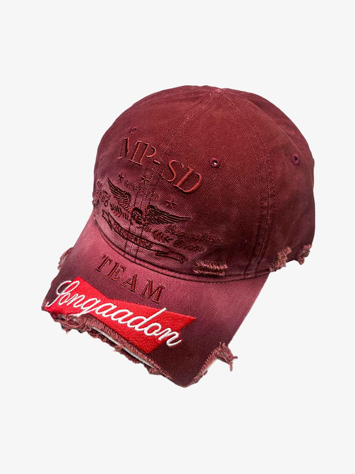 Omygoods Distressed Baseball Cap With Frayed Brim