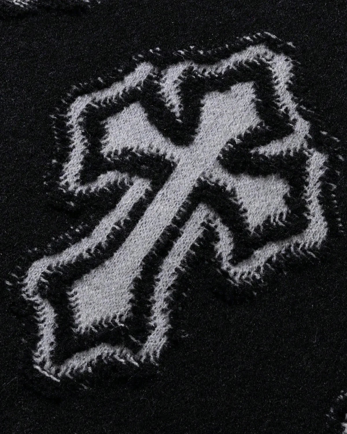 Omygoods Distressed Cross Graphic Knit Sweater