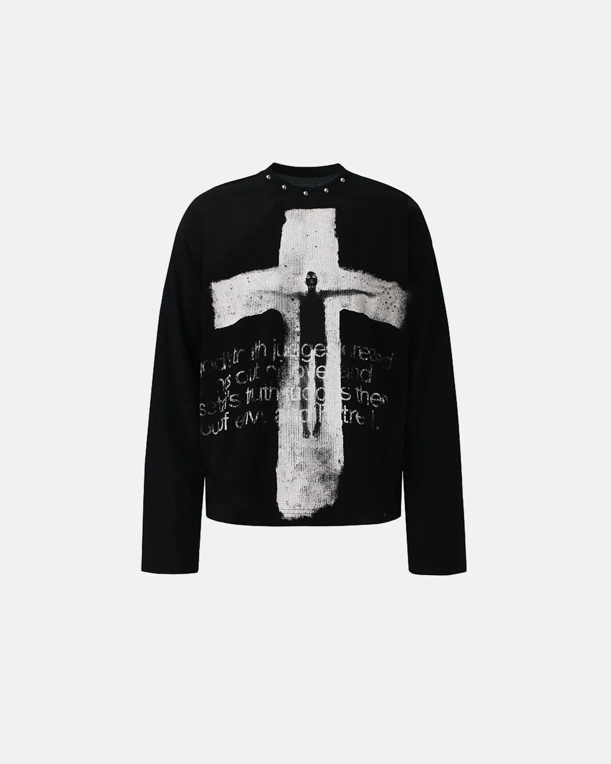 Omygoods Distressed Cross Studded Waffle T-Shirt