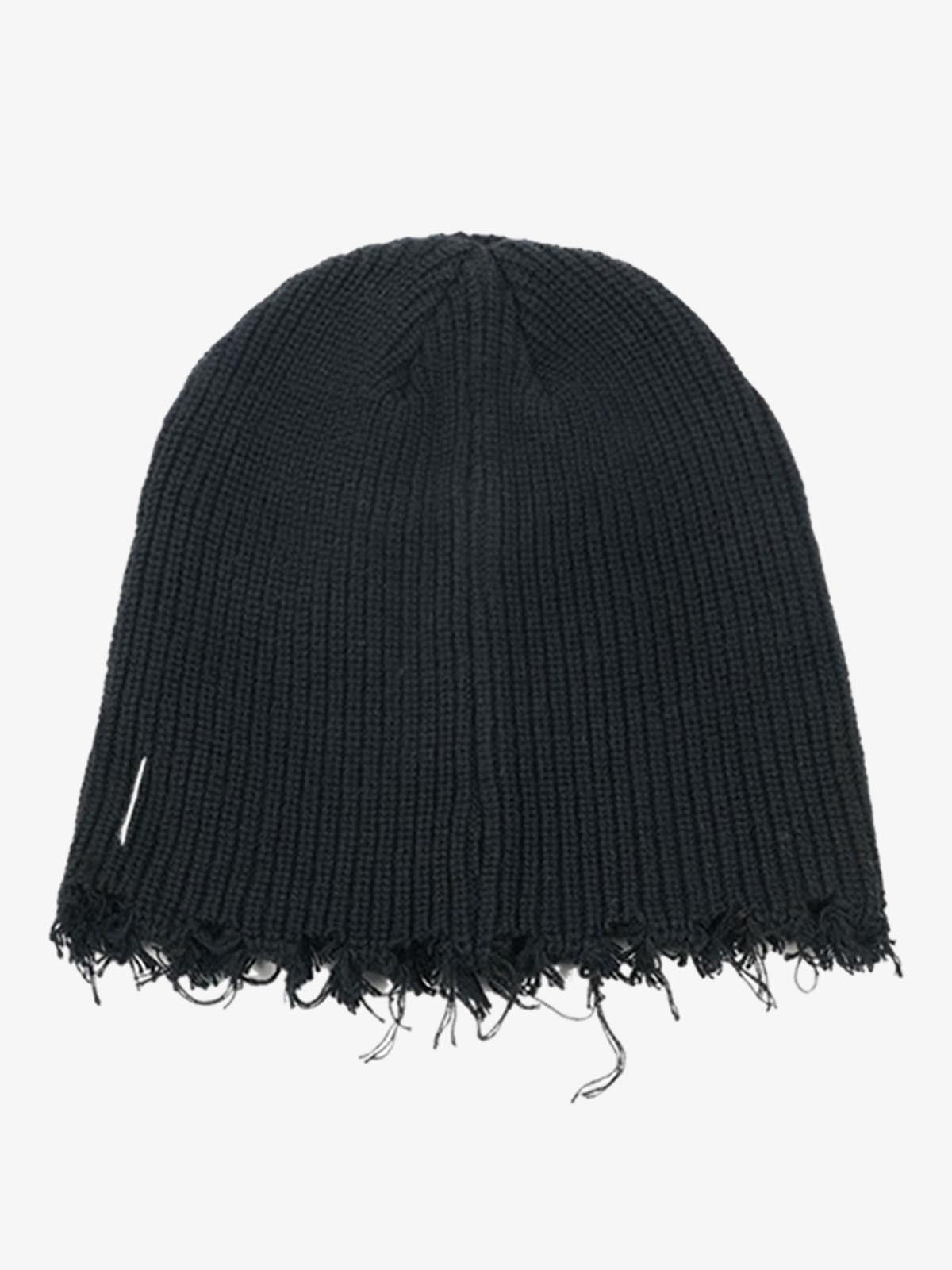 Omygoods Distressed Denim Patchwork Beanie