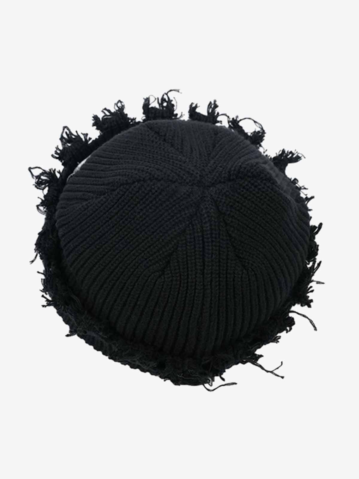 Omygoods Distressed Denim Patchwork Beanie