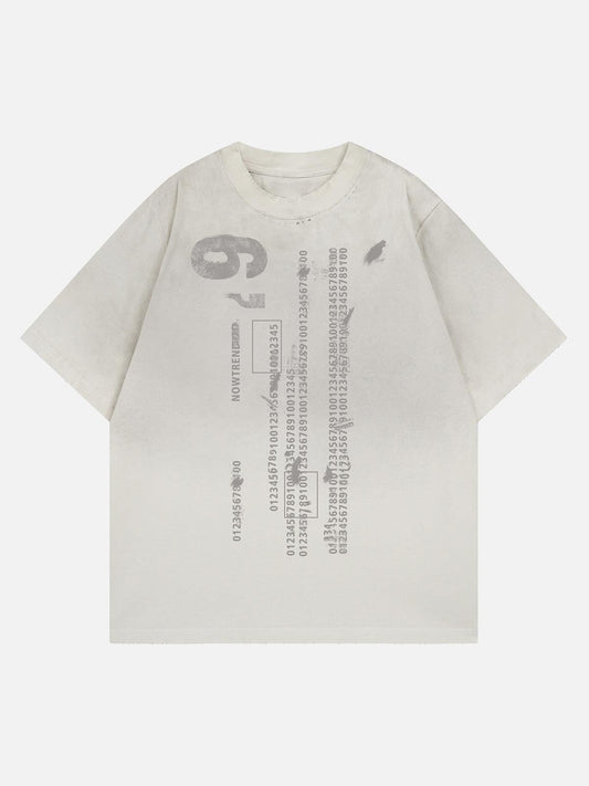 Omygoods Distressed Digital Print T-Shirt