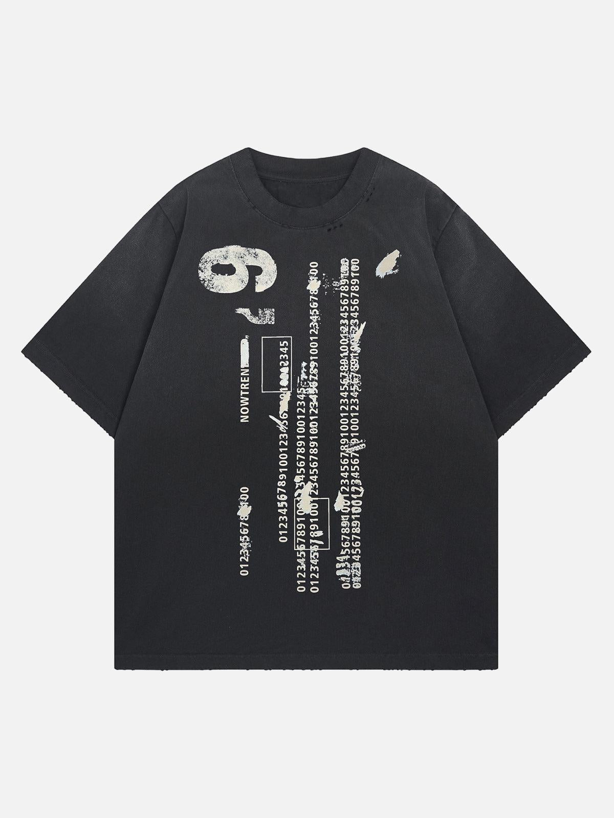 Omygoods Distressed Digital Print T-Shirt