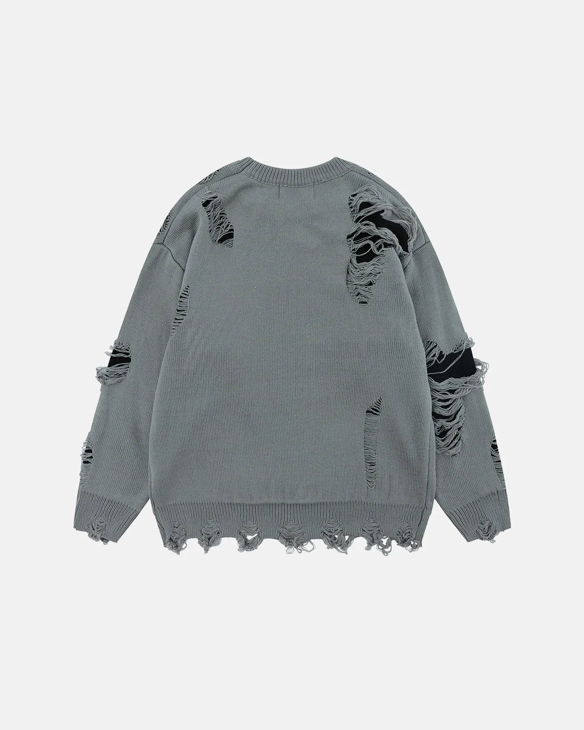 Omygoods Distressed Gothic Graphic Knit Sweater