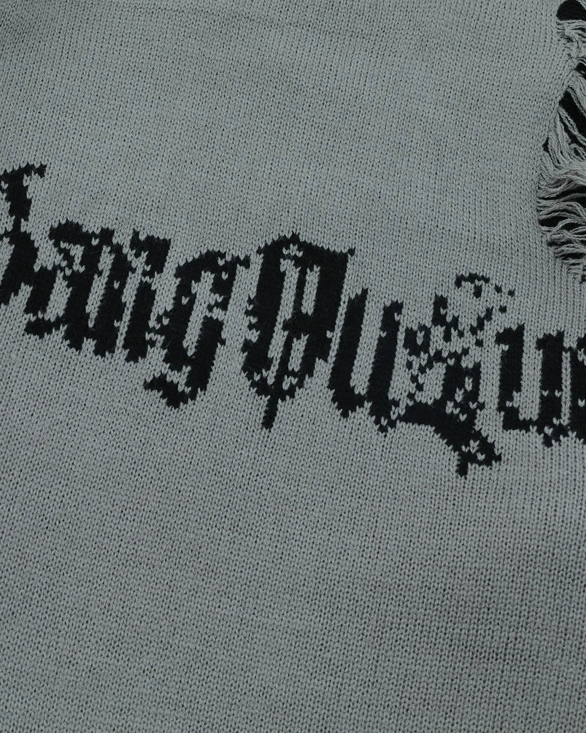 Omygoods Distressed Gothic Graphic Knit Sweater