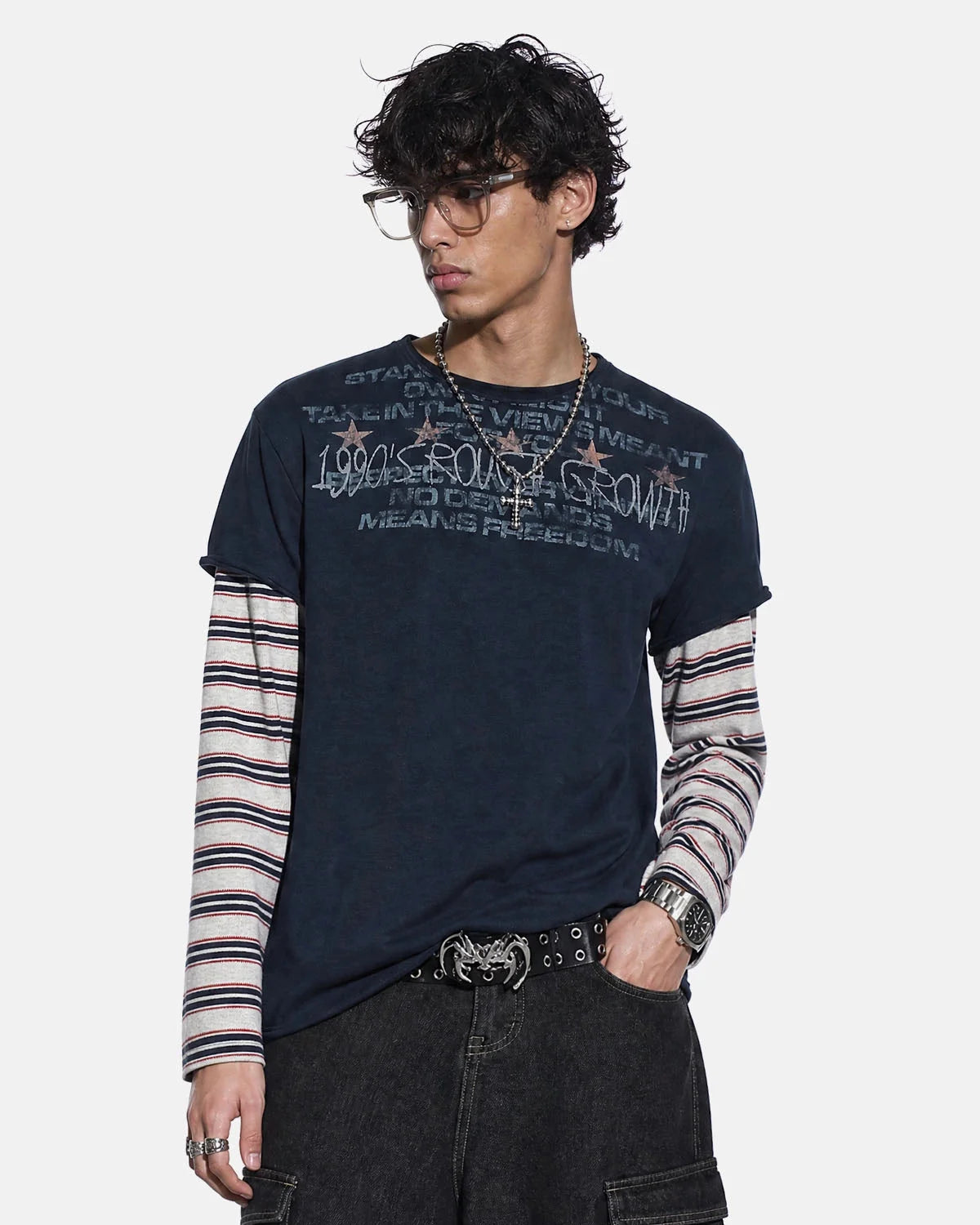 Omygoods Distressed Graphic Layered Baby T-Shirt