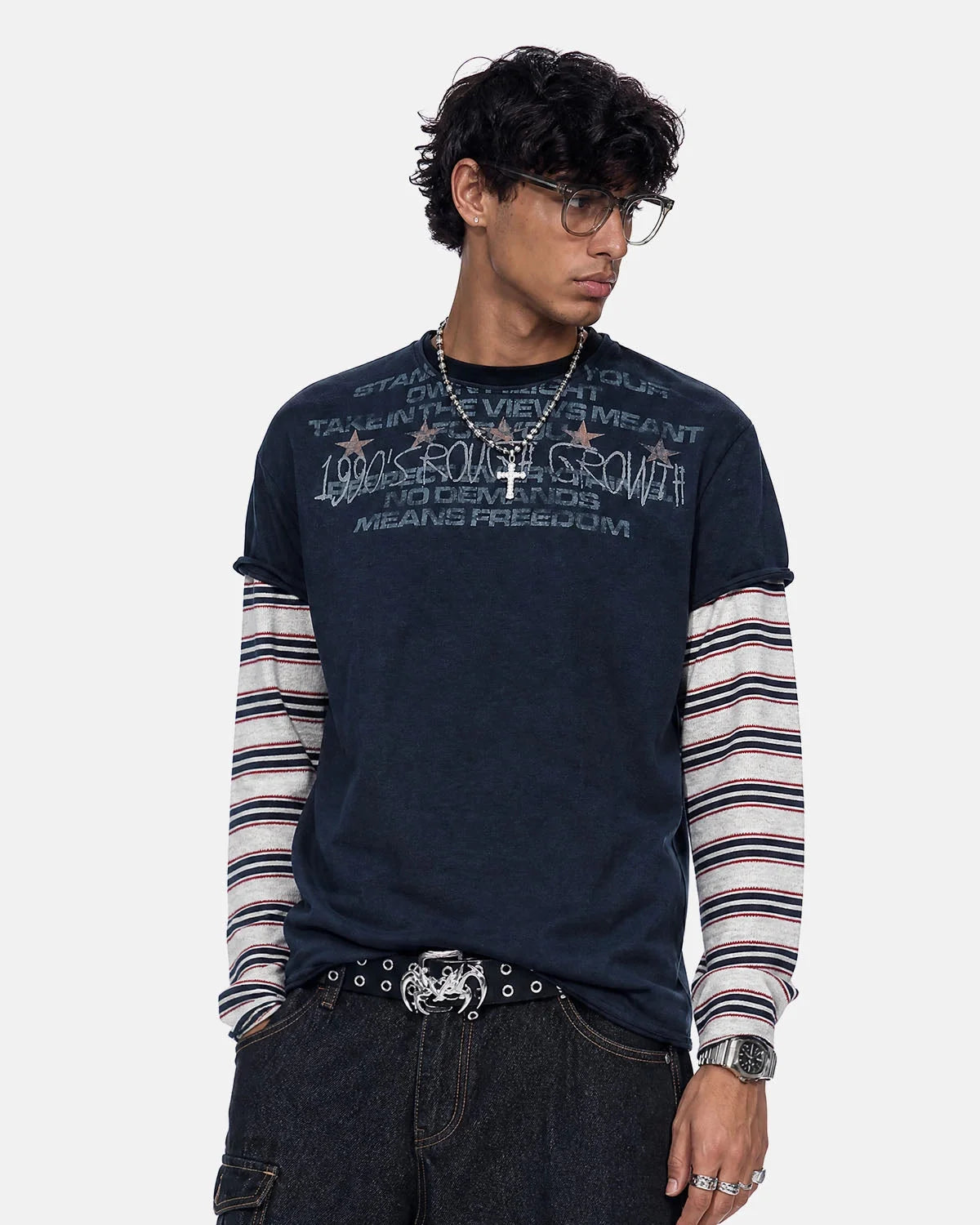 Omygoods Distressed Graphic Layered Baby T-Shirt