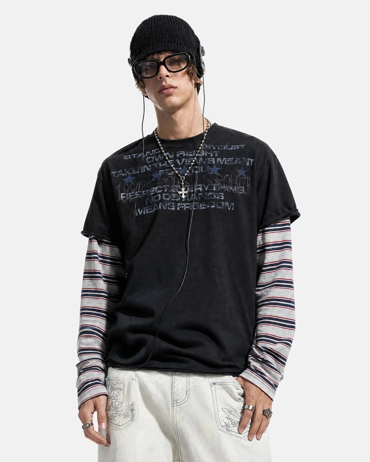 Omygoods Distressed Graphic Layered Baby T-Shirt