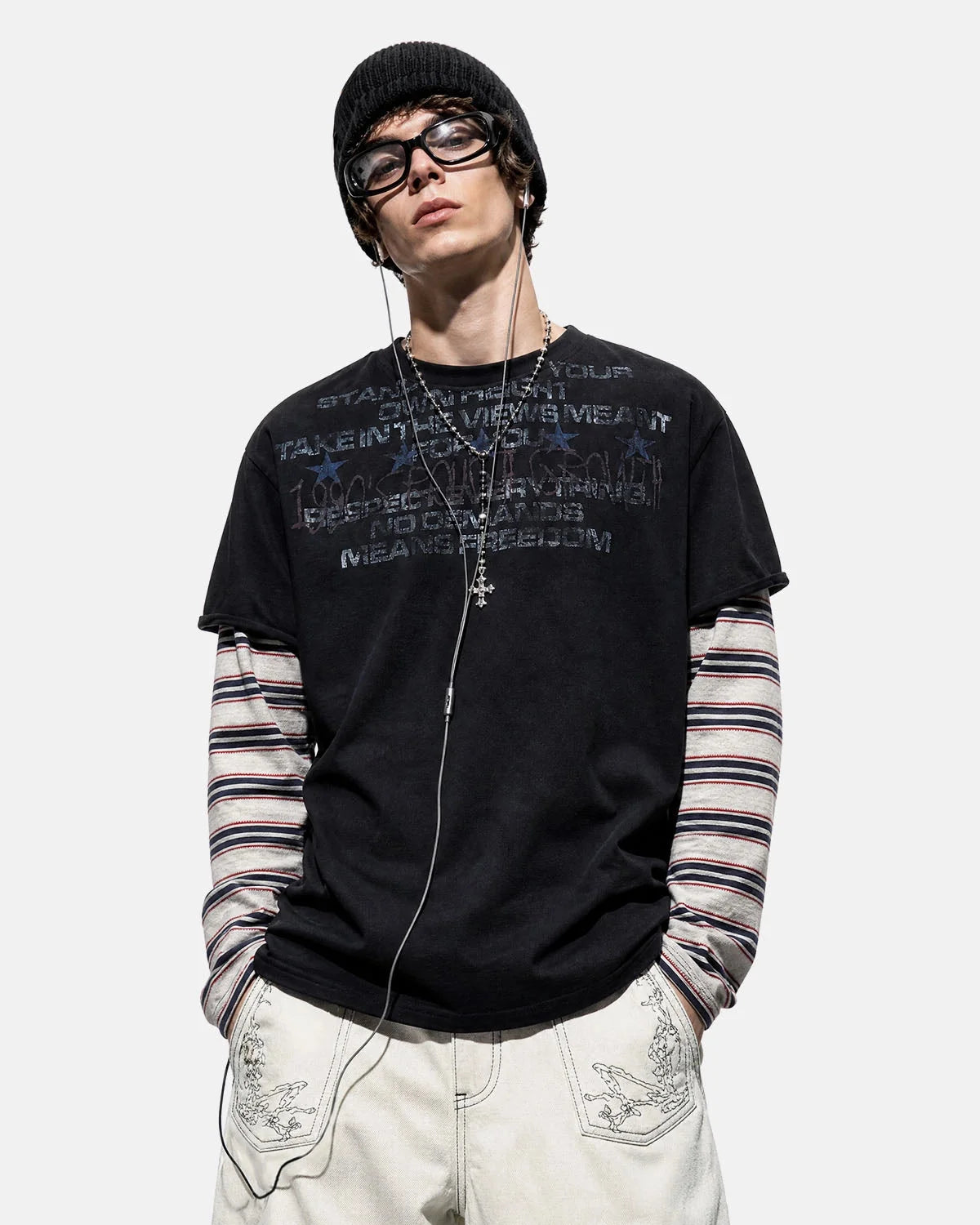 Omygoods Distressed Graphic Layered Baby T-Shirt