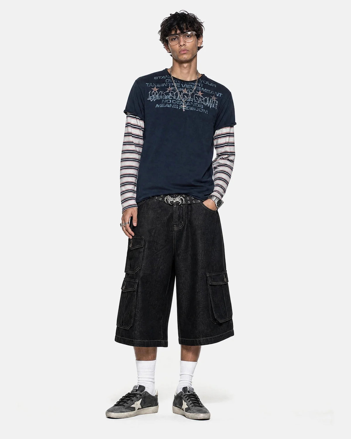 Omygoods Distressed Graphic Layered Baby T-Shirt