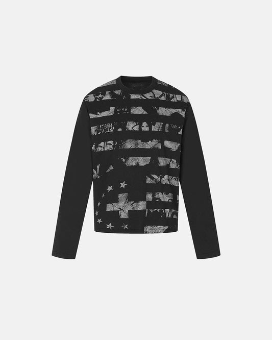 Omygoods Distressed Graphic Long Sleeve T-Shirt