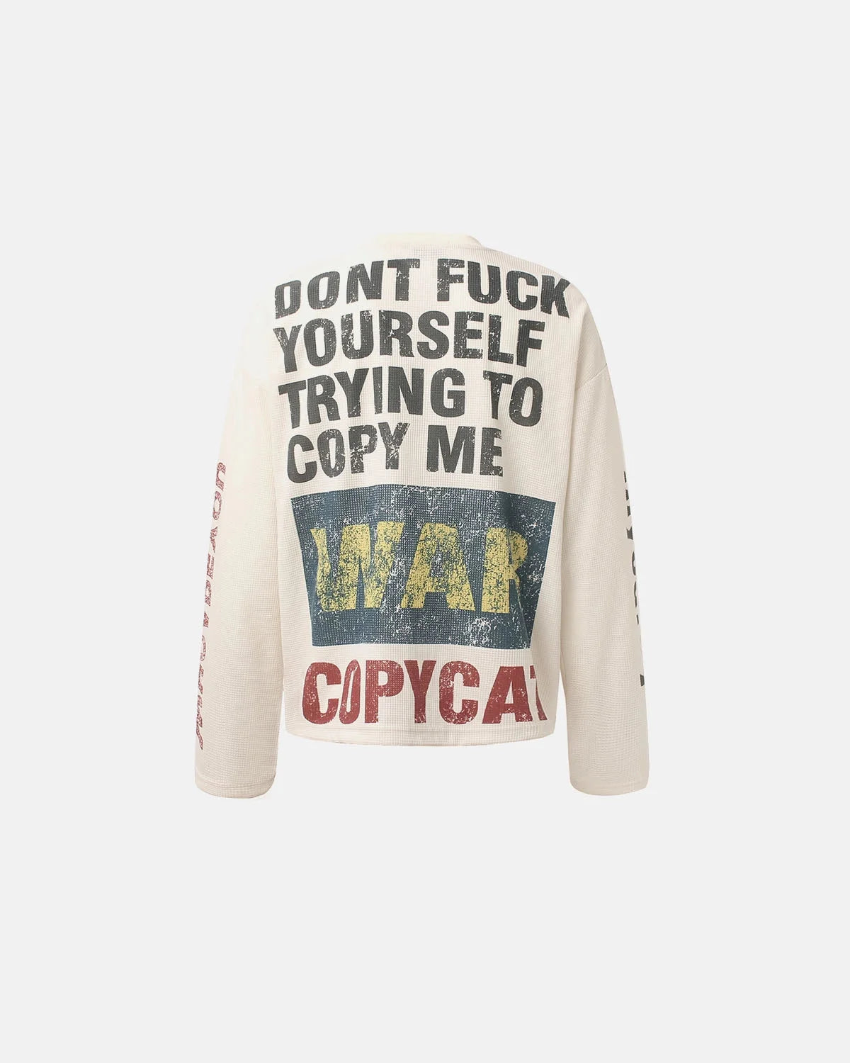 Omygoods Distressed Graphic Waffle T-Shirt