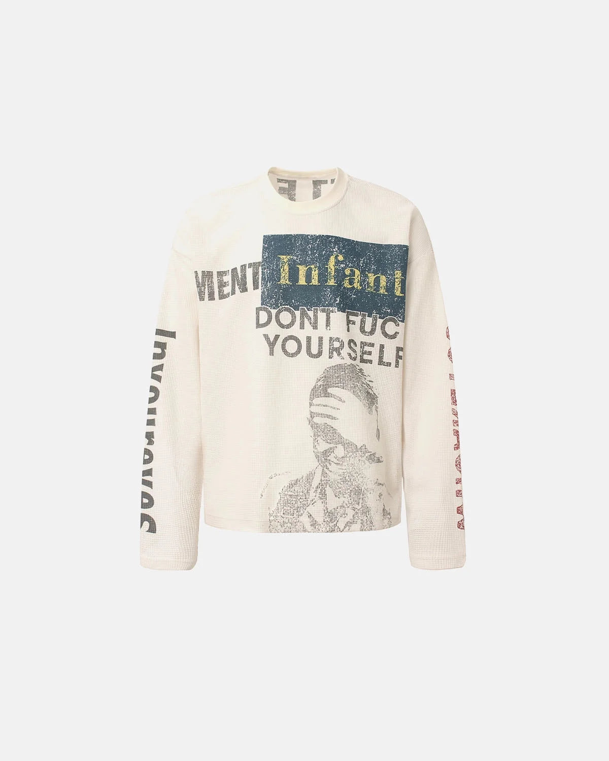 Omygoods Distressed Graphic Waffle T-Shirt