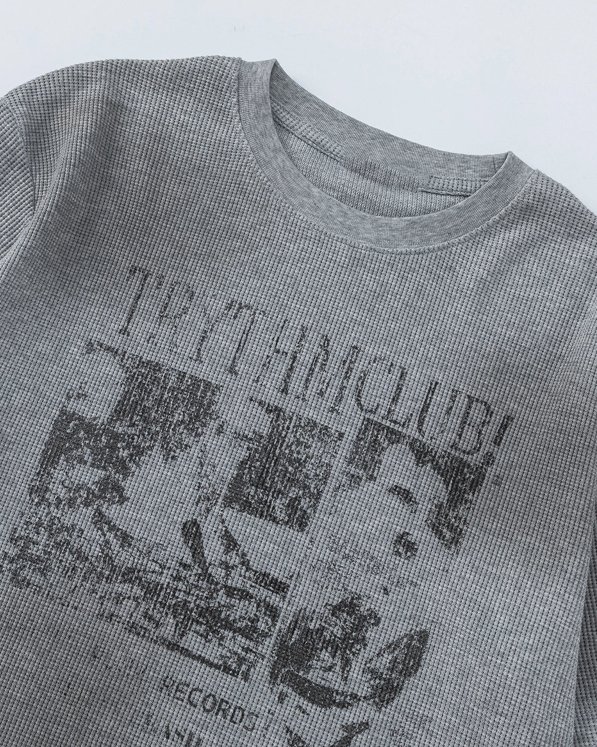 Omygoods Distressed Graphic Waffle Tee