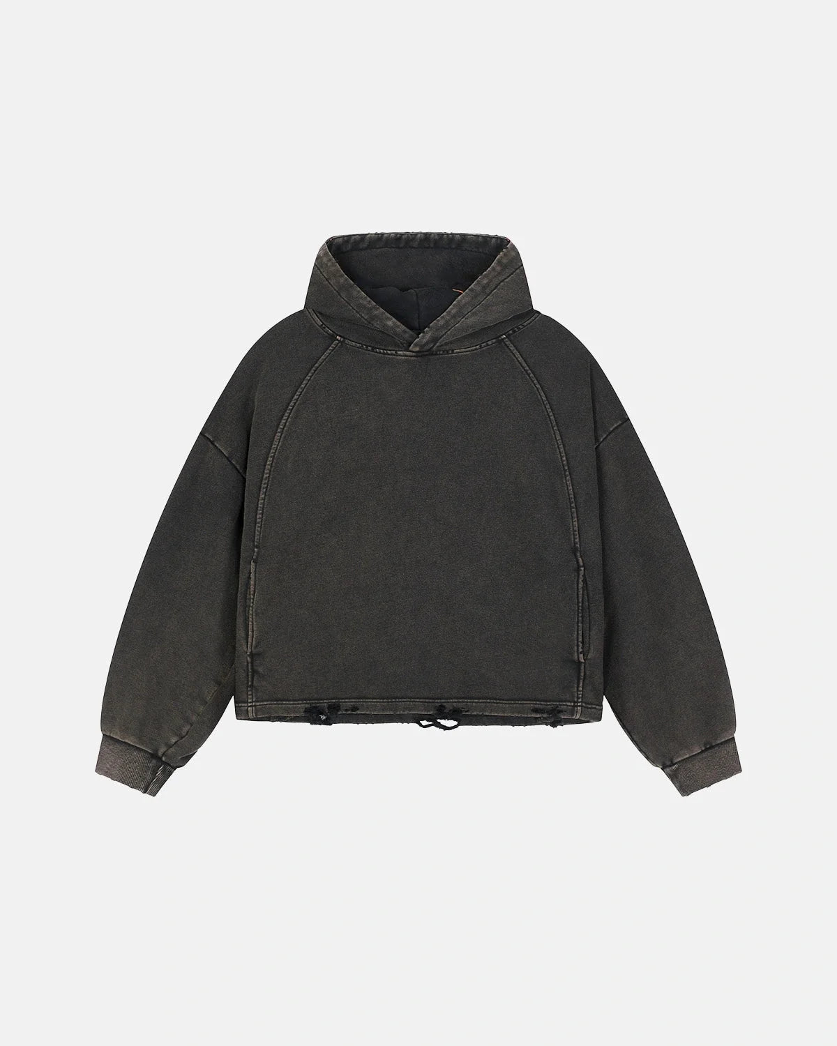 Omygoods Distressed Hem Boxy Hoodie