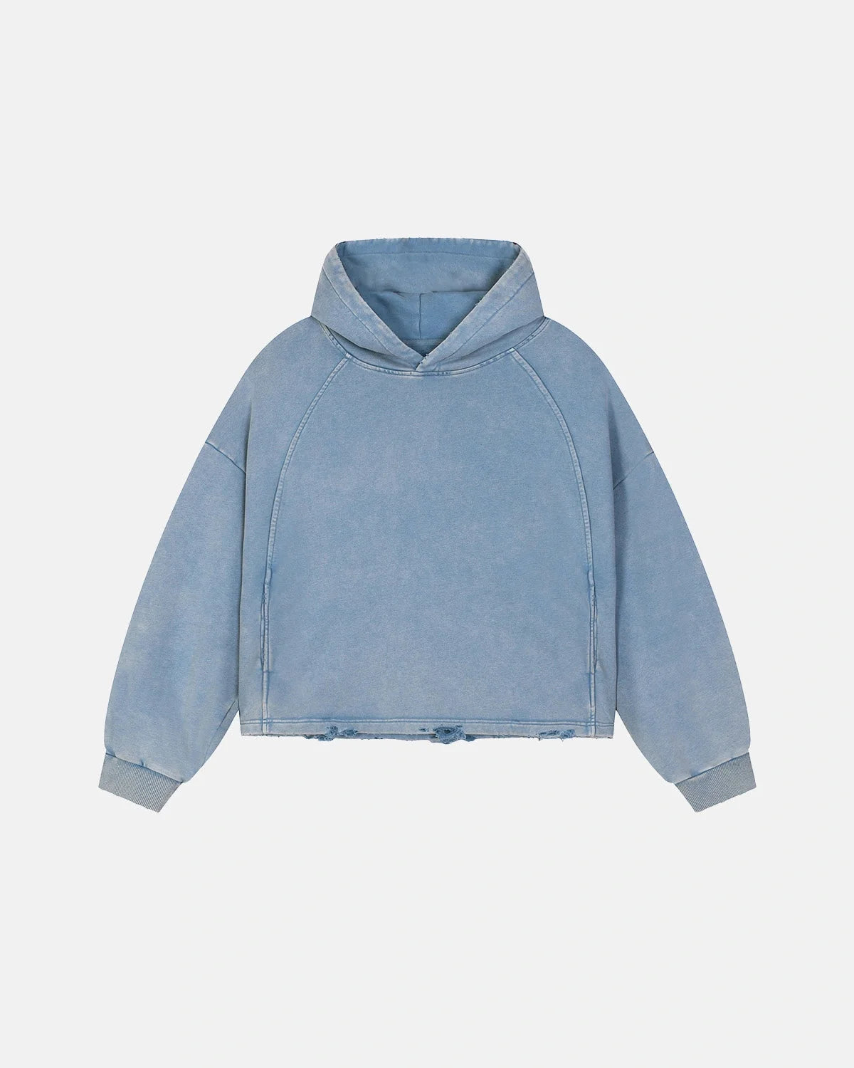 Omygoods Distressed Hem Boxy Hoodie