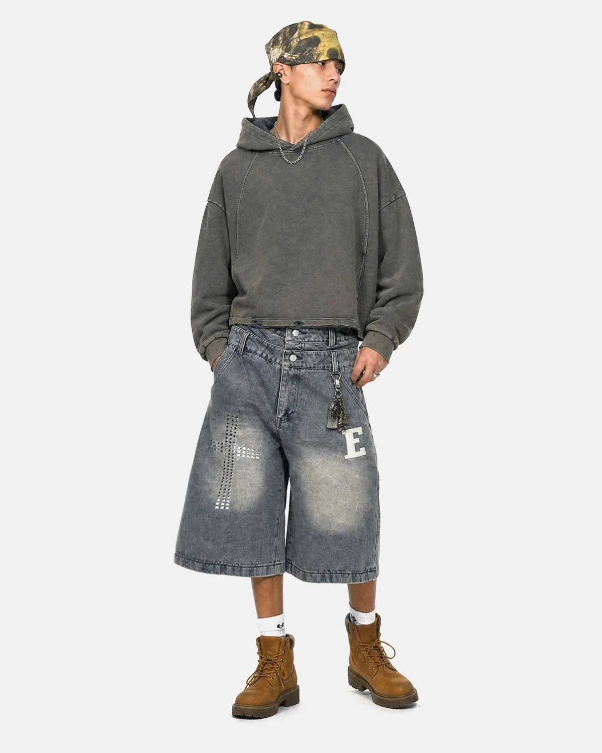 Omygoods Distressed Hem Boxy Hoodie