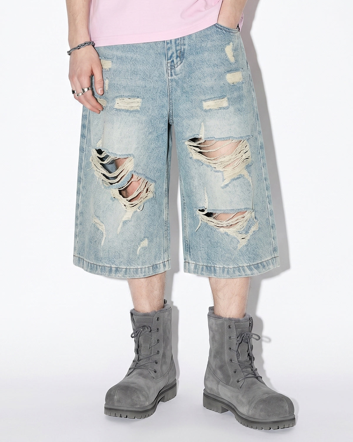 Omygoods Distressed Longline Jorts
