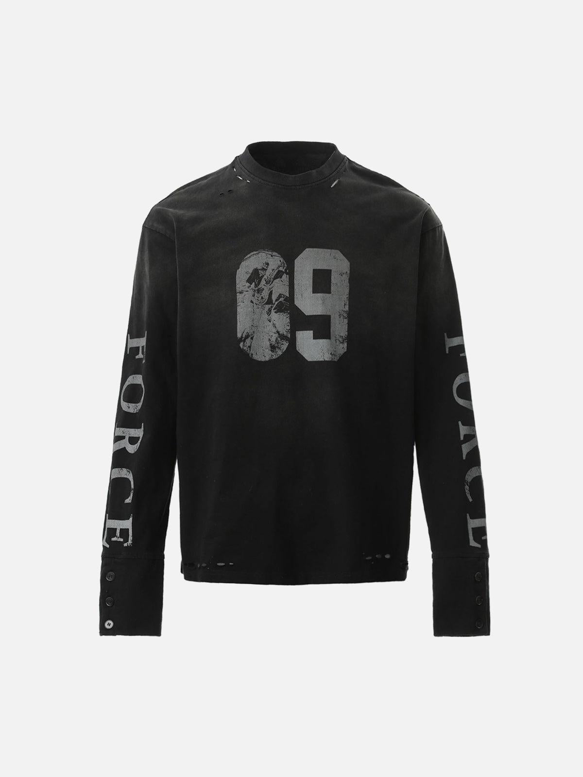 Omygoods Distressed NO. 09 Long Sleeve T-Shirt