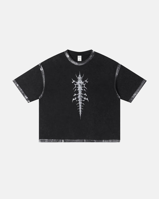 Omygoods Distressed Painted Graphic Boxy T-Shirt