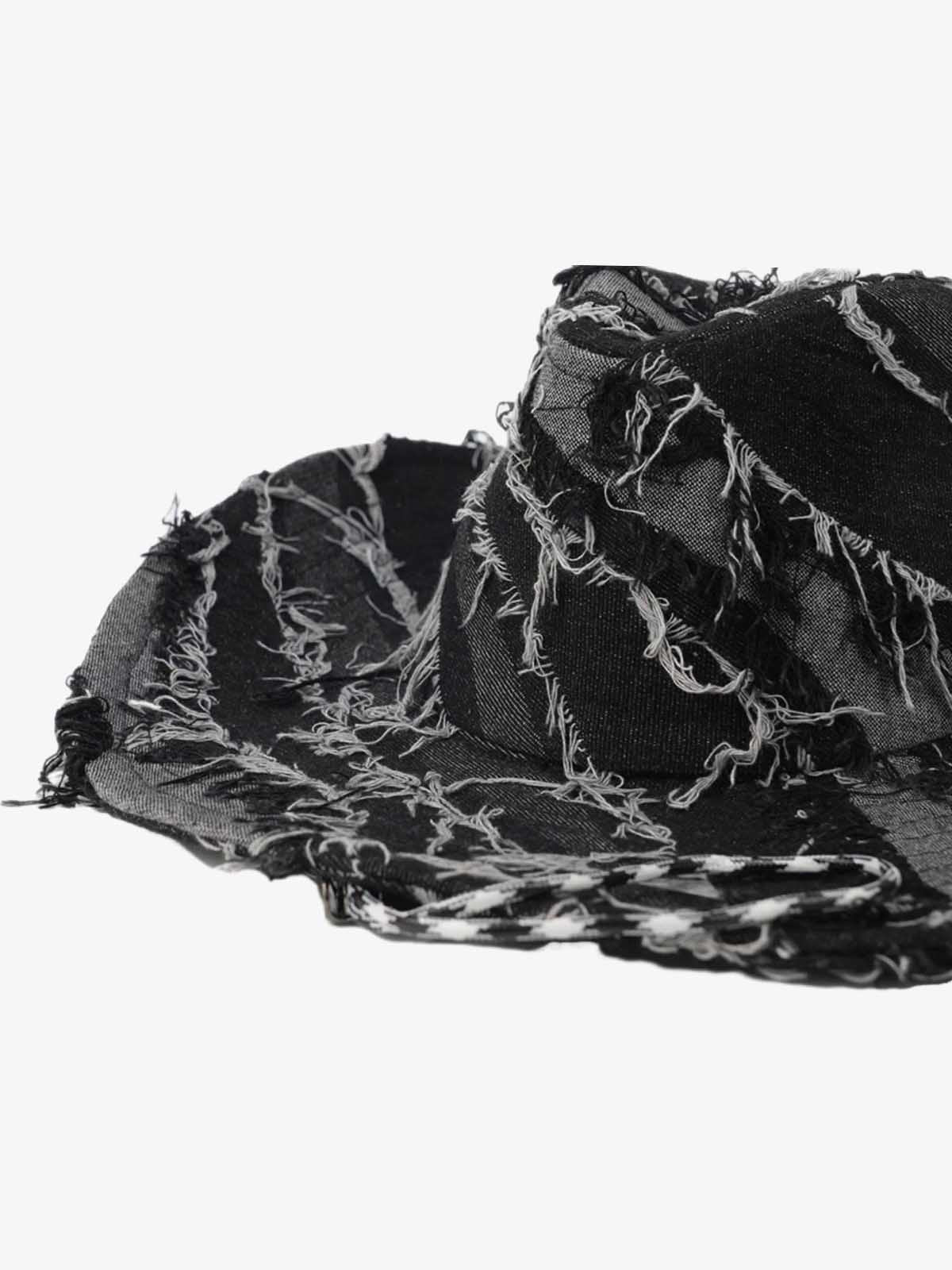 Omygoods Distressed Patchwork Cowboy Hat