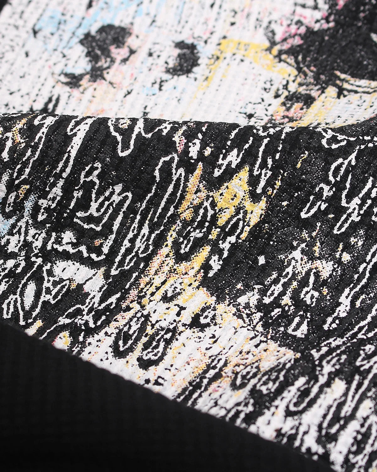 Omygoods Distressed Portrait Waffle Knit Graphic Tee