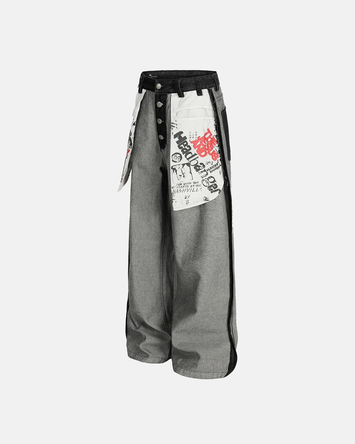 Omygoods Distressed Reverse Design Baggy Jeans