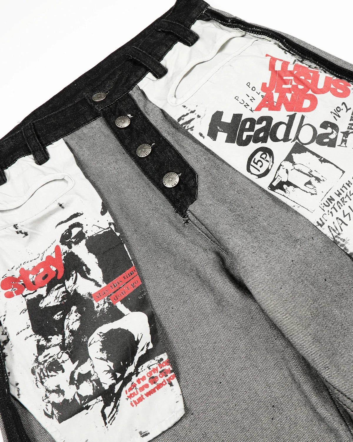 Omygoods Distressed Reverse Design Baggy Jeans