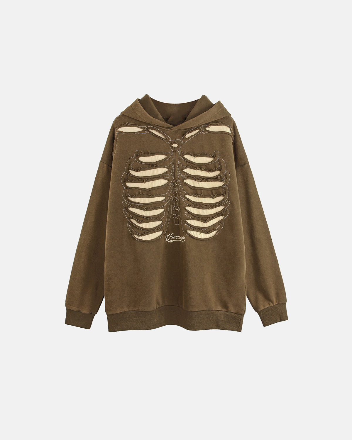 Omygoods Distressed Ribcage Wash Hoodie