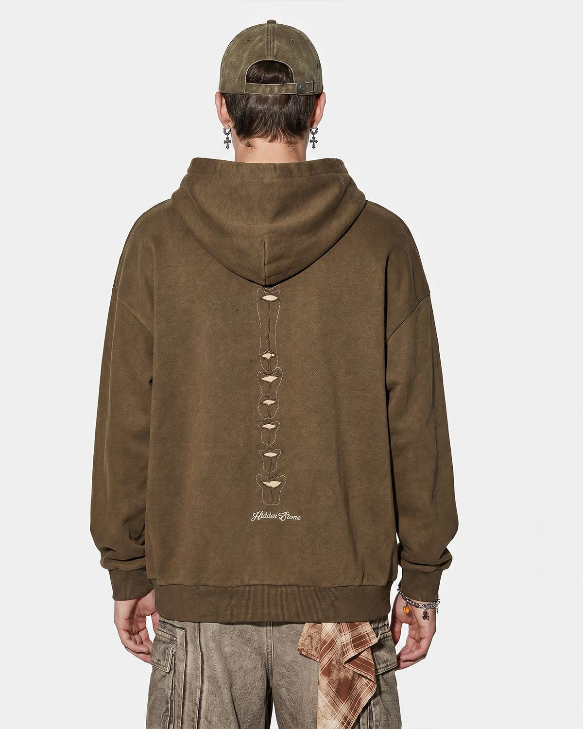 Omygoods Distressed Ribcage Wash Hoodie