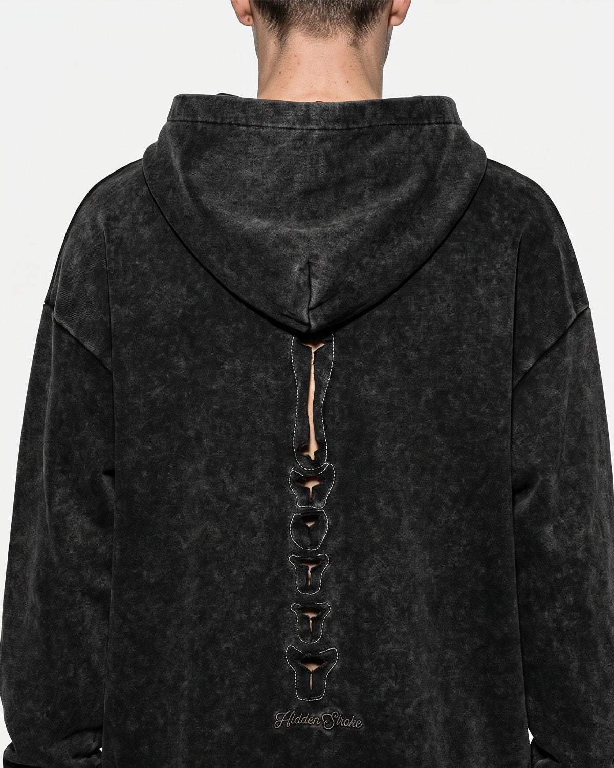 Omygoods Distressed Ribcage Wash Hoodie
