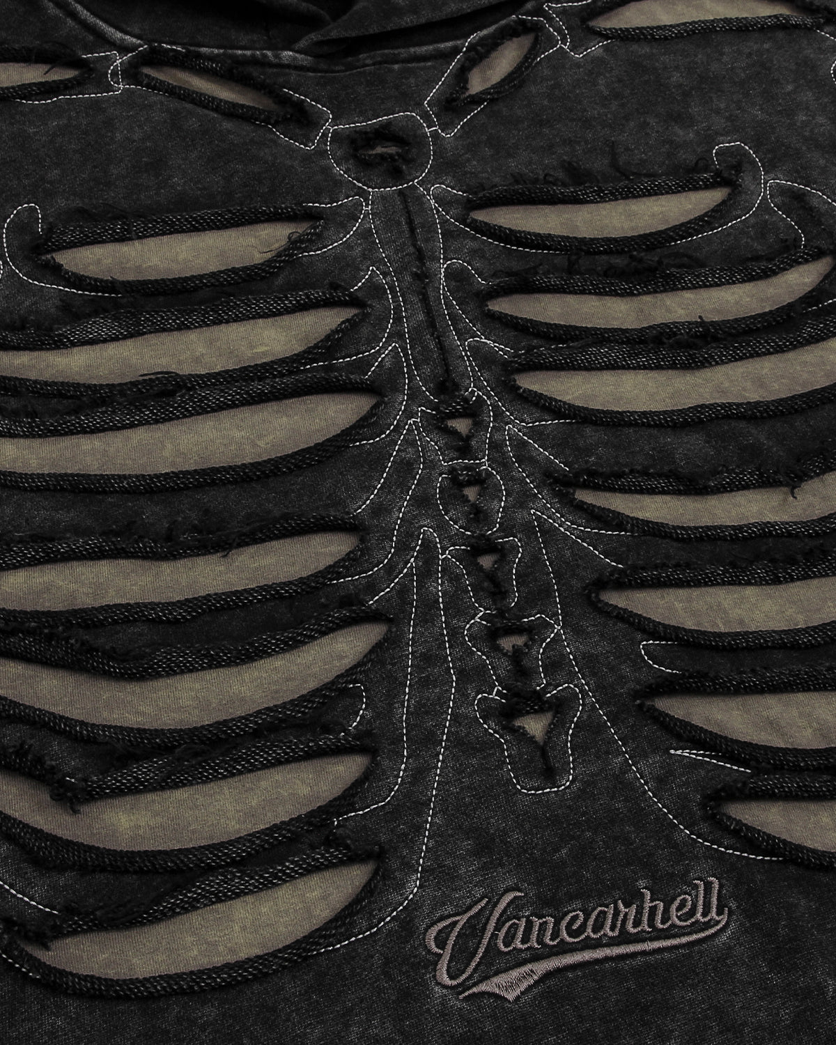 Omygoods Distressed Ribcage Wash Hoodie