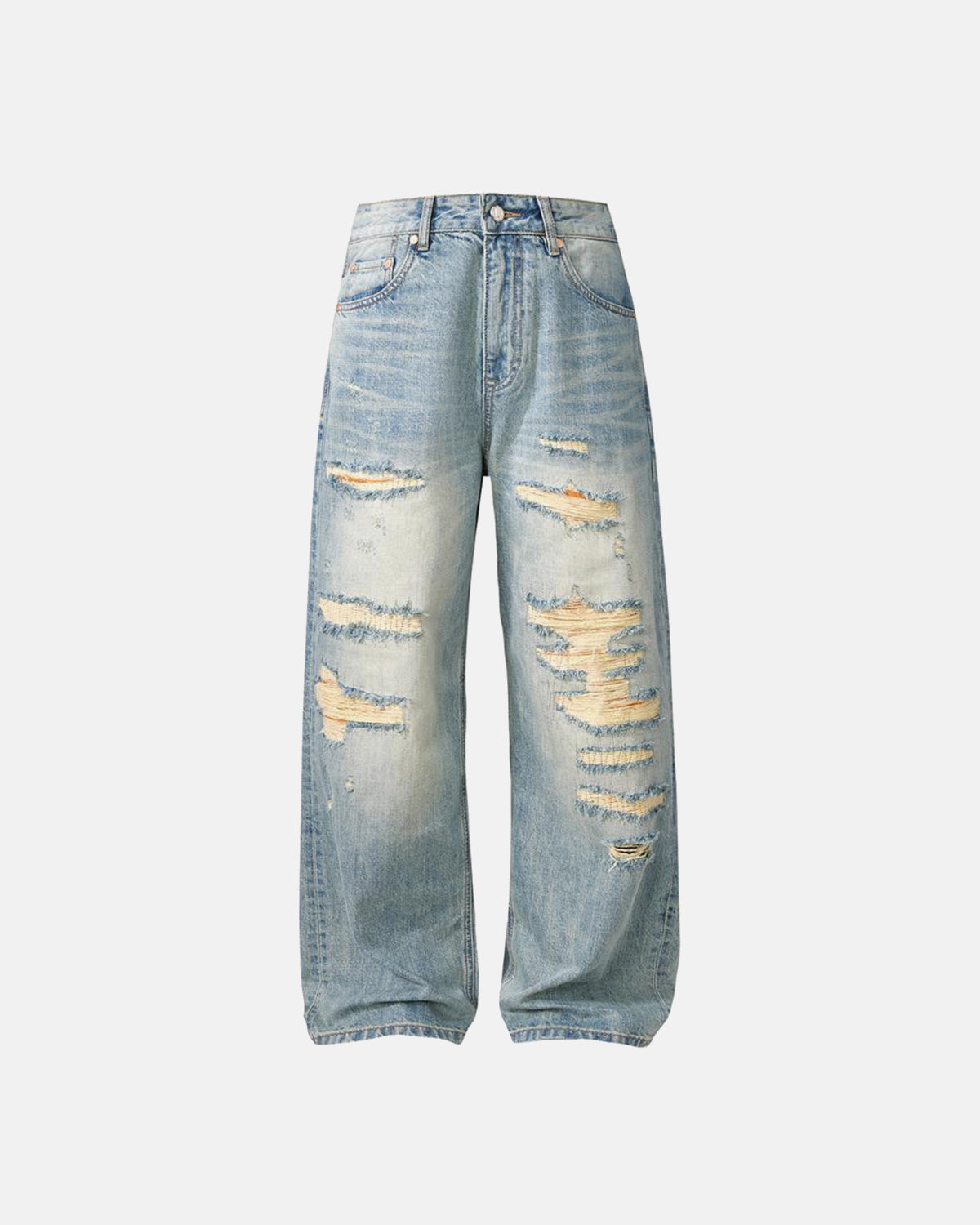 Omygoods Distressed Ripped Straight-Leg Jeans