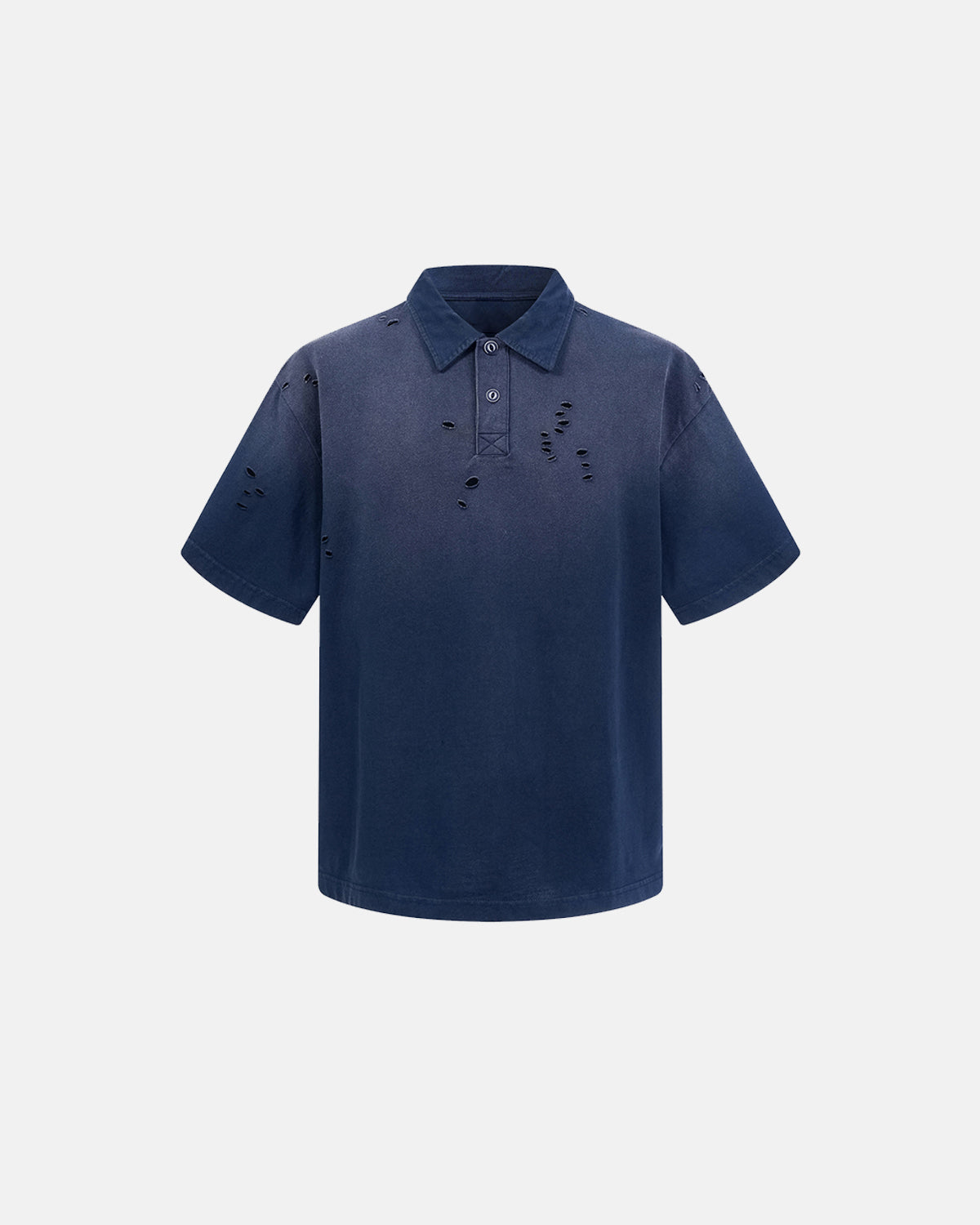 Omygoods Distressed Ripped Washed Polo Shirt