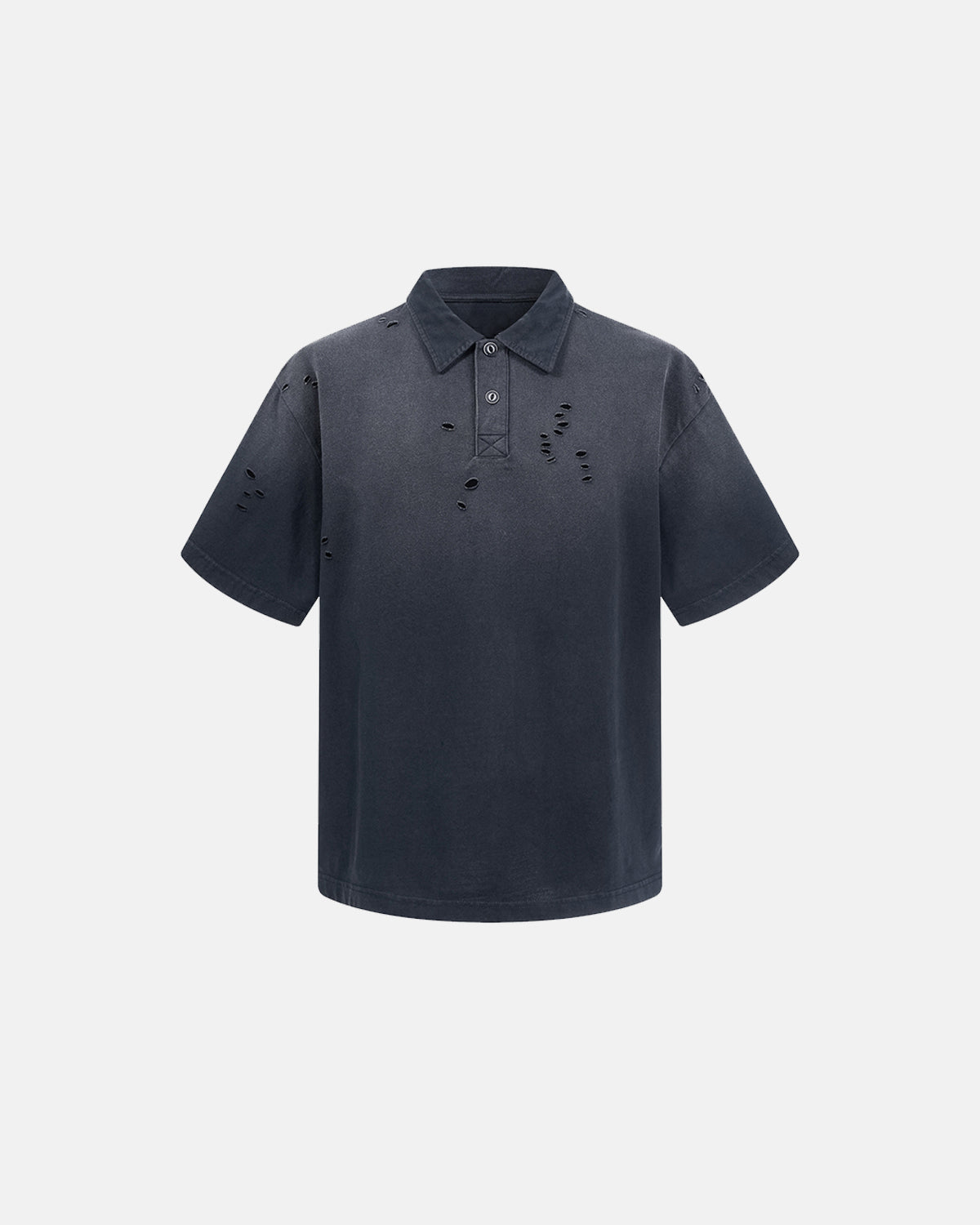 Omygoods Distressed Ripped Washed Polo Shirt