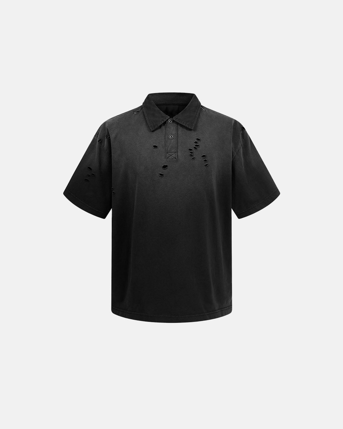 Omygoods Distressed Ripped Washed Polo Shirt