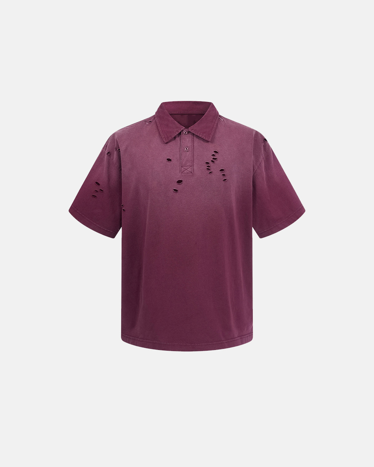 Omygoods Distressed Ripped Washed Polo Shirt