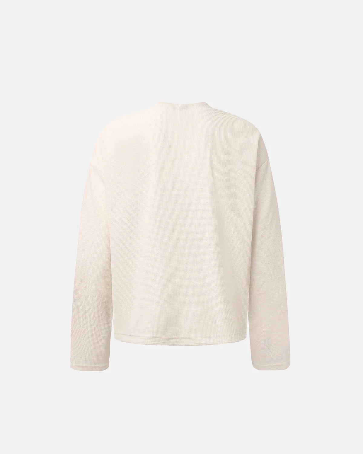 Omygoods Distressed Script Graphic Waffle Long Sleeve Shirt