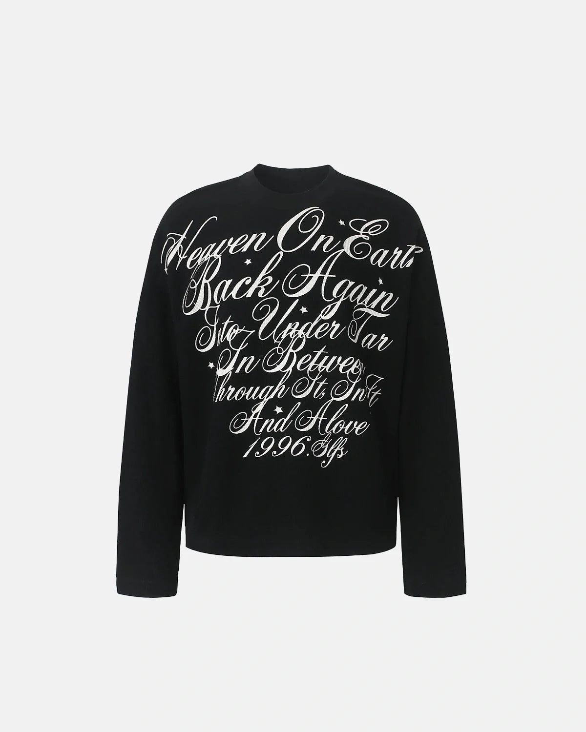 Omygoods Distressed Script Graphic Waffle Long Sleeve Shirt