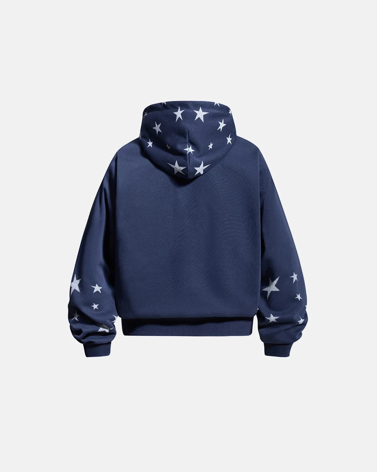 Omygoods Distressed Star Boxy Zip Up Hoodie
