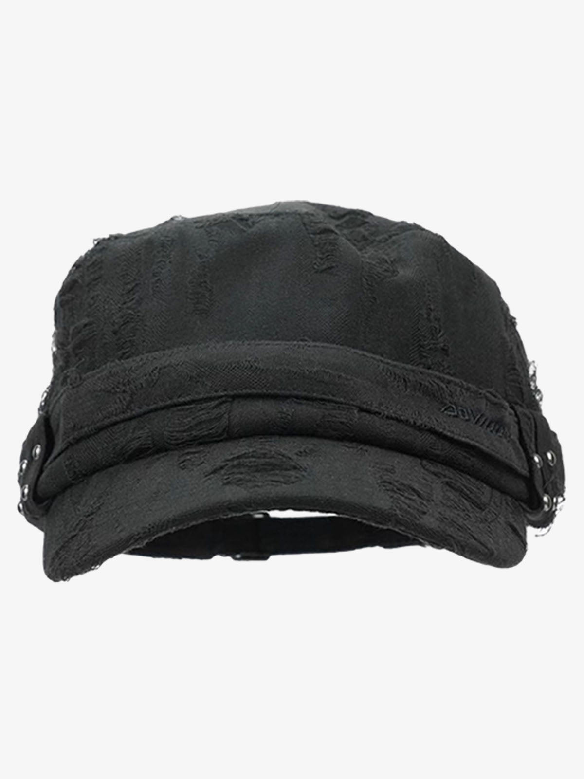 Omygoods Distressed Stud Detail Cotton Flat Top Cap