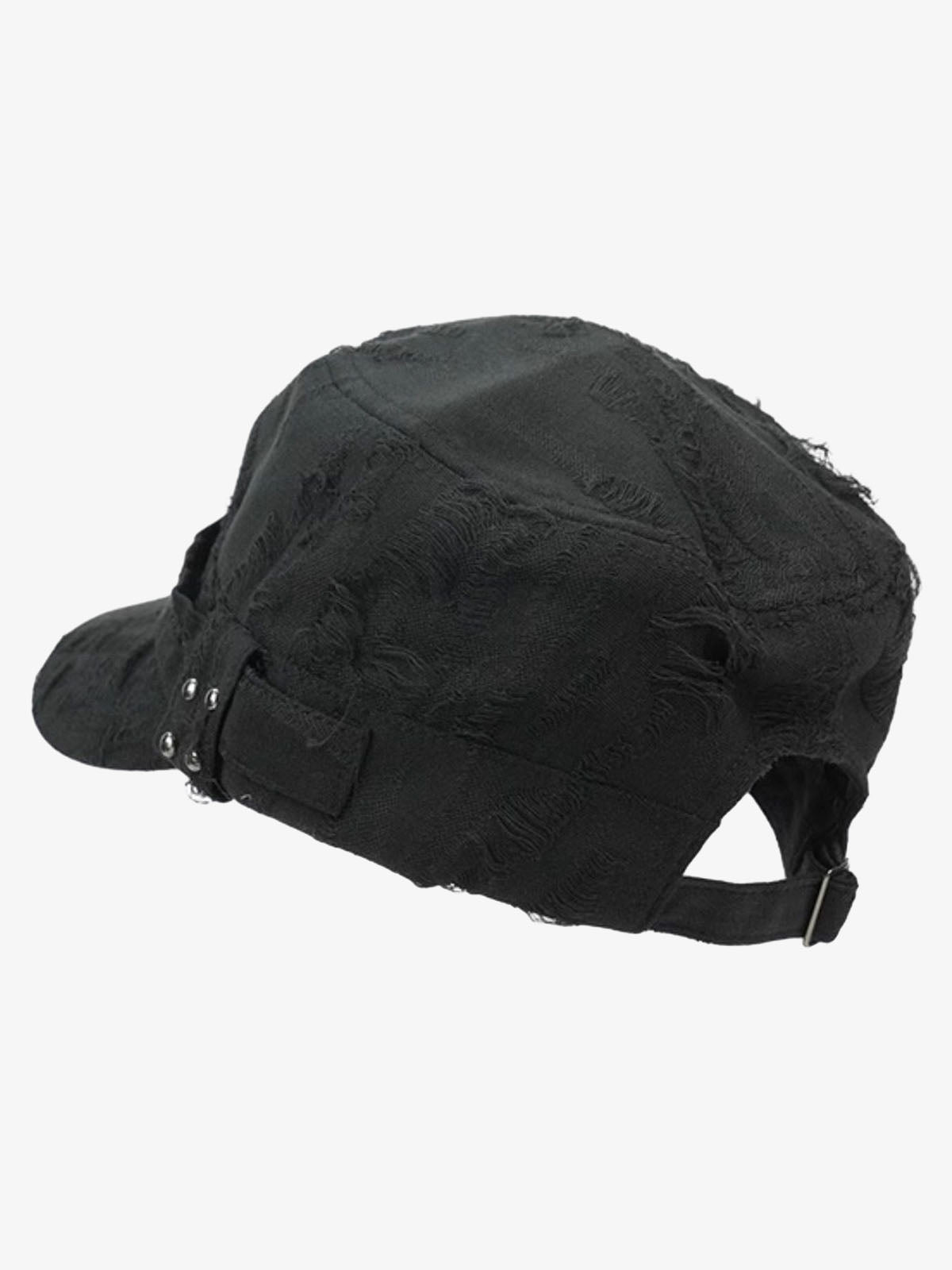 Omygoods Distressed Stud Detail Cotton Flat Top Cap